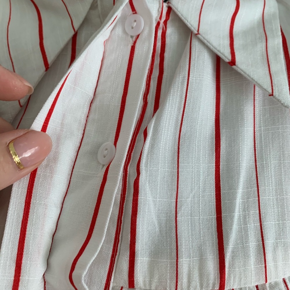 Cold Shoulder Striped Ruffle Top-Size S - Picture 4 of 6
